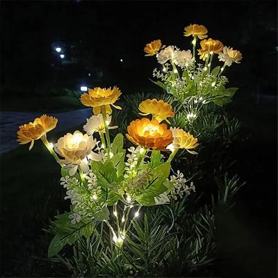 Inspired Living Solar Snow Lotus Garden Light Waterproof Solar Flower Stake For Outdoor Pathway & Patio Decor 7 Head white 1pc
