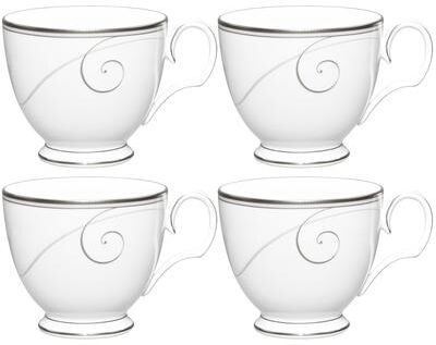 Noritake Platinum Wave Set of 4 Teacups, 7 oz.
