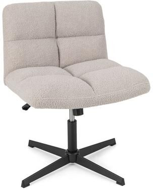 Cross Legged Office Chair Armless Office Desk Chair w/ Imitation Lamb