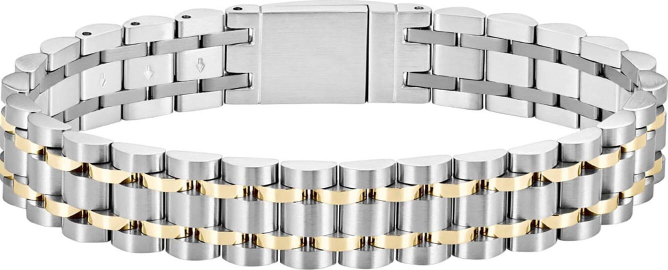 Armband BOSS "OWAN", gold (edelstahlfarben, gelbgoldfarben), Armbänder, Herren, 19cm, Edelstahl, Armband edelstahlfarben, gelbgoldfarben 19cm, Edelstahl