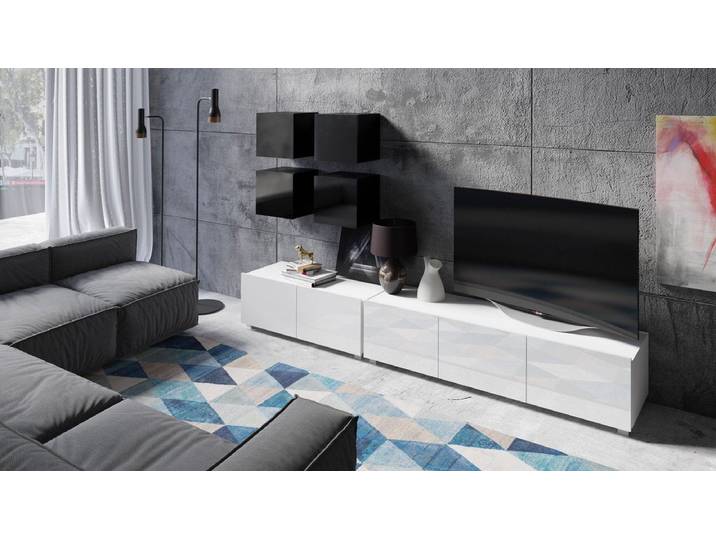 Designer Wohnwand Puccini - Schwarz-Weiß - Luxusbetten24