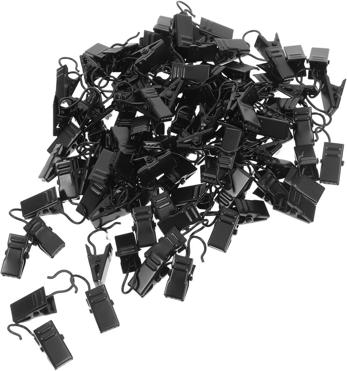 100 stuks Gordijn haken zwart - Ophanghaken clips voor snelle installatie
