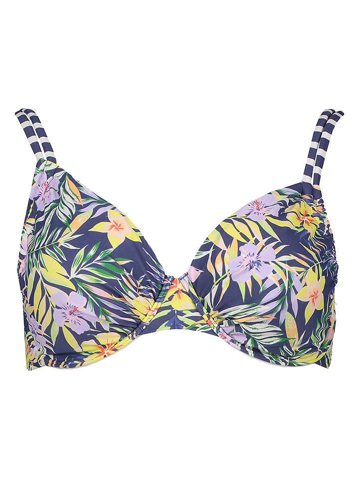 Venice Beach Bikini-Oberteil "Summer" in Dunkelblau/ Gelb - 44B-Cup