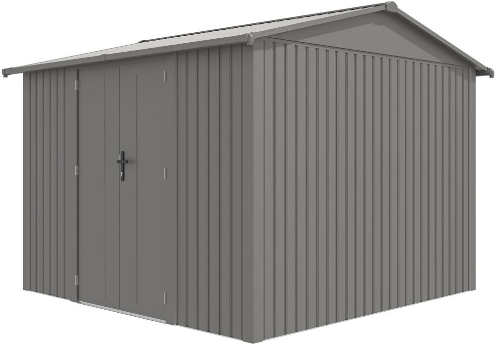 Rowlinson Brentvale Premium Apex Metal Shed Grey 10 x 10 ft