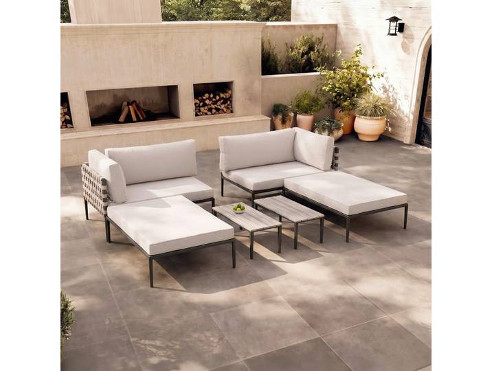Loungegarnitur Enja Hellgrau Metall/Outdoorstoff
