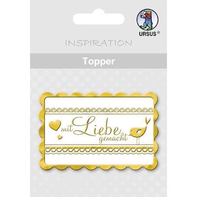 URSUS 8 Topper 'mit Liebe gemacht', weiß/gold