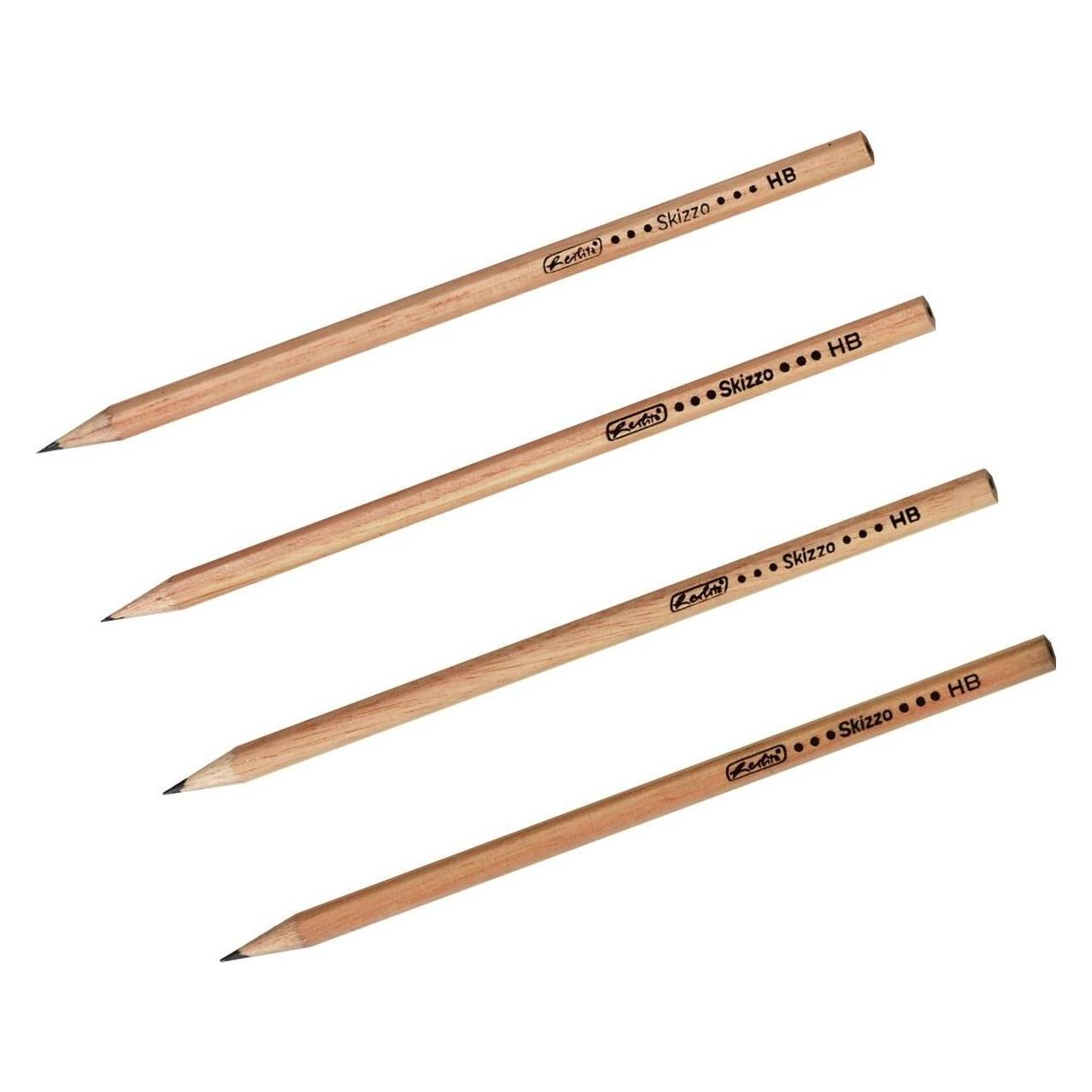 Herlitz Bleistift Skizzo natur, sechseckig, H"rtegrad HB (HB, 4x) (8670556)