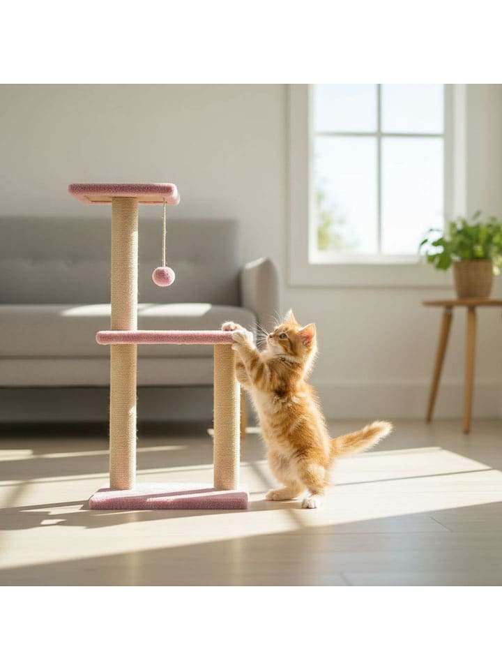 Paws&Whiskers Kratzbaum in Rosa - (B)28 x (H)80 x (T)35 cm - onesize