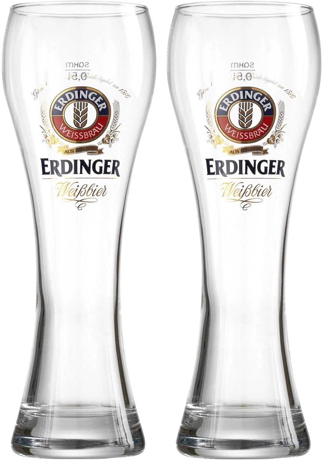 Bierglas RITZENHOFF & BREKER "Erdinger 500 ml, 2 Stück", transparent, H:26cm, Glas, Trinkgefässe, Bierglas transparent 26cm, 500ml