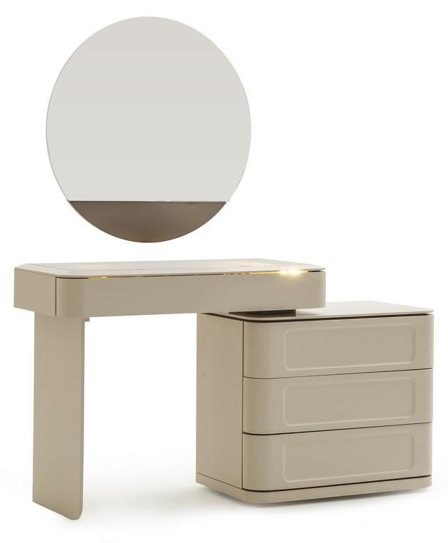 Makeuptafel met spiegel en lades, beige, 2-delig
