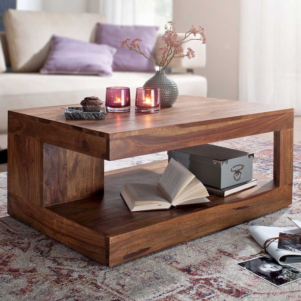 Pharao24.de Massivholzcouchtisch in modernem Design rechteckiger Form