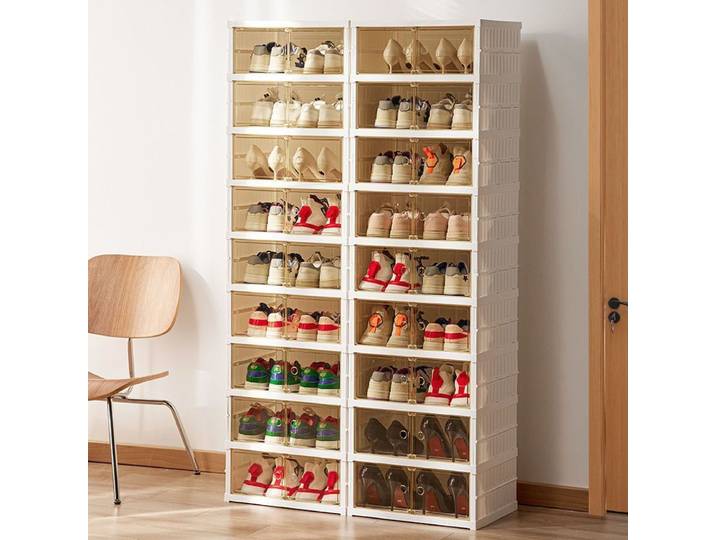 Armoire à chaussures de grande capacité, étagère de rangement anti-poussière, meubles de salon, étagère à chaussures, boîte pliante Portable transparente