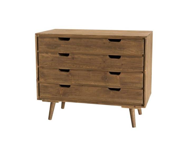Commode Scandinave MACABANE ANDREW - Bois Marron - 4 Tiroirs - 80cm