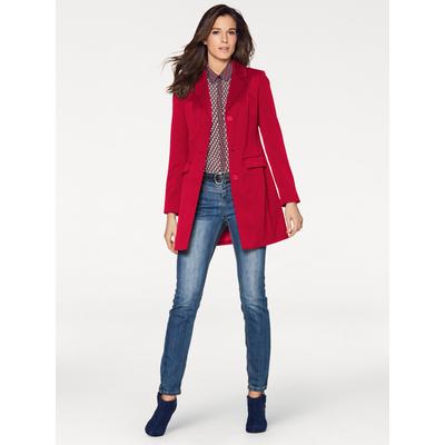 Longblazer HEINE "Longblazer", Damen, Gr. 38, rot, 64% Polyester, 34% Viskose, 2% Elasthan, Futter:100% Polyester, Blazer Longblazer