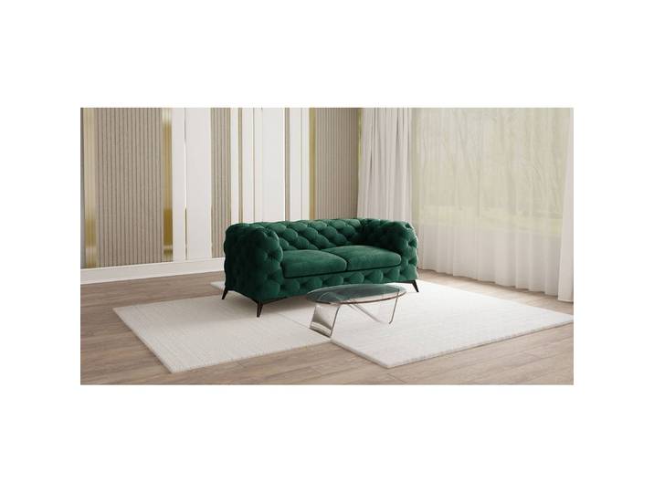 2-Sitzer Sofa Grün Samt Ravi 185 x 73 x 100cm Glamour