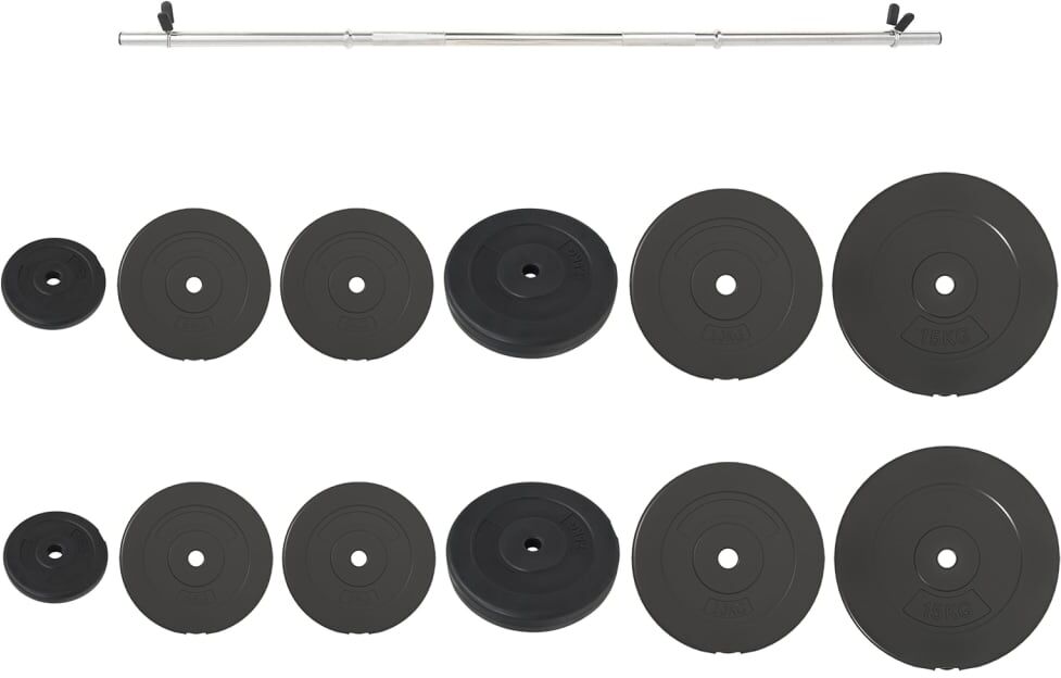 vidaXL Barre d'haltères avec plaques 90 kg