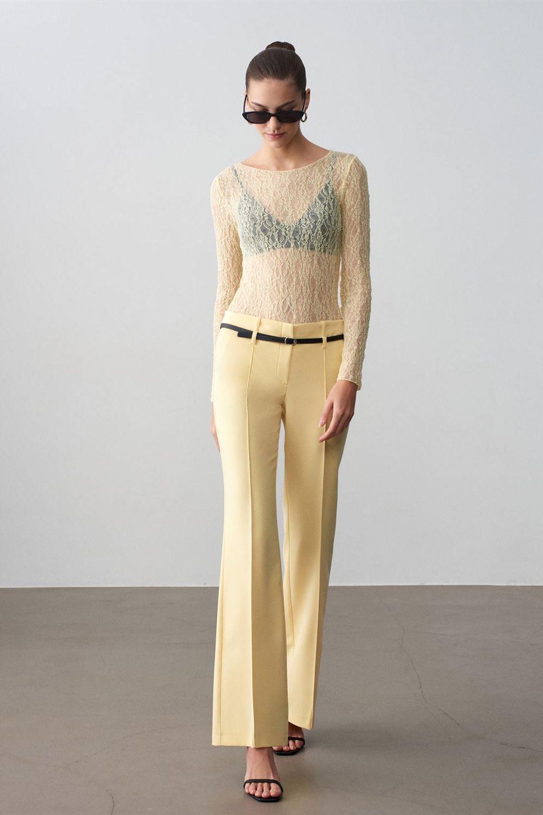 Belted Straight-Leg-Crepeshosen
