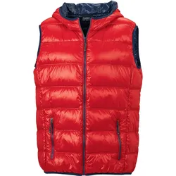 James & Nicholson Leichter Herren Daunen Kapuzen Bodywarmer JN1062 red/navy M
