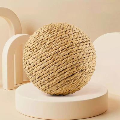 Uplifted Finds Super Interactive Sisal Cat Scratching Ball Toy With Sound beige