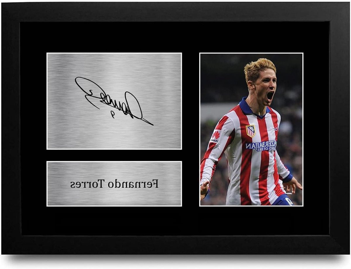 Fernando Torres Voetbal Poster met Gedrukte Handtekening - A4 - Zwart