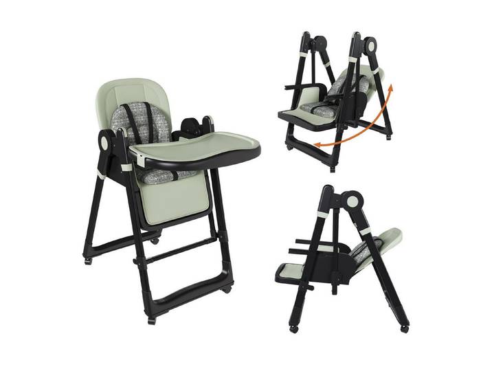 kowdom Adapter für Kinder-Hochstuhl Baby Hochstuhl & Wippe, verstellbar, klappbar, 5-Punkt-Gurt (Stehaufbau, -, Lieferumfang: Gestell, Sitz, Tablett, 5-Punkt-Gurt, Anleitung), 5-Punkt-Sicherheitsgurt, Feststellräder, abnehmbares Tablett