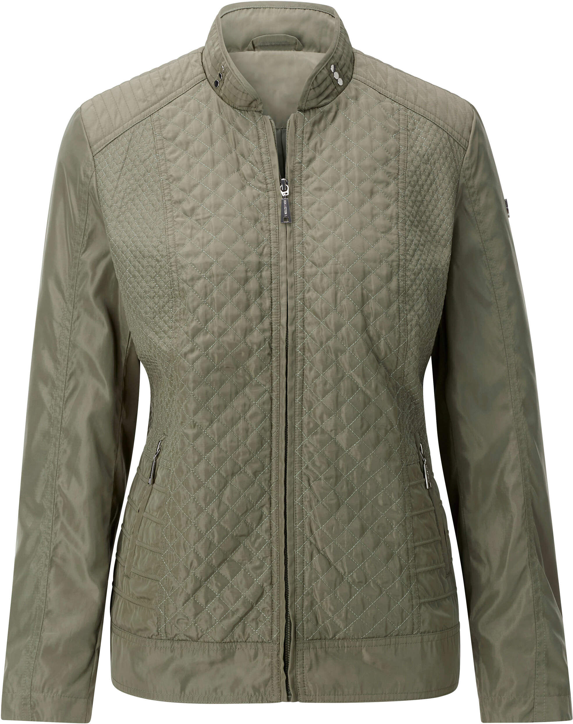 Steppjacke WITT "Steppjacke Steppjacke mit verdeckten Reißverschluss-Taschen", Damen, Gr. 38, khaki, Web, Stoff, , Sportlich, Jacken Steppjacke