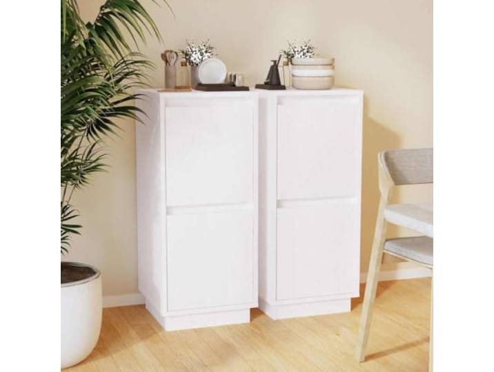 HEFZGDB Massivholz Sideboard Kiefer 31,5x34x75 cm mit 2 Türen und Schwebebeinen - Massives Sideboard für Wohnzimmer aus Kiefernholz und MDF - Beistellschrank aus Kiefernholz mit Türen
