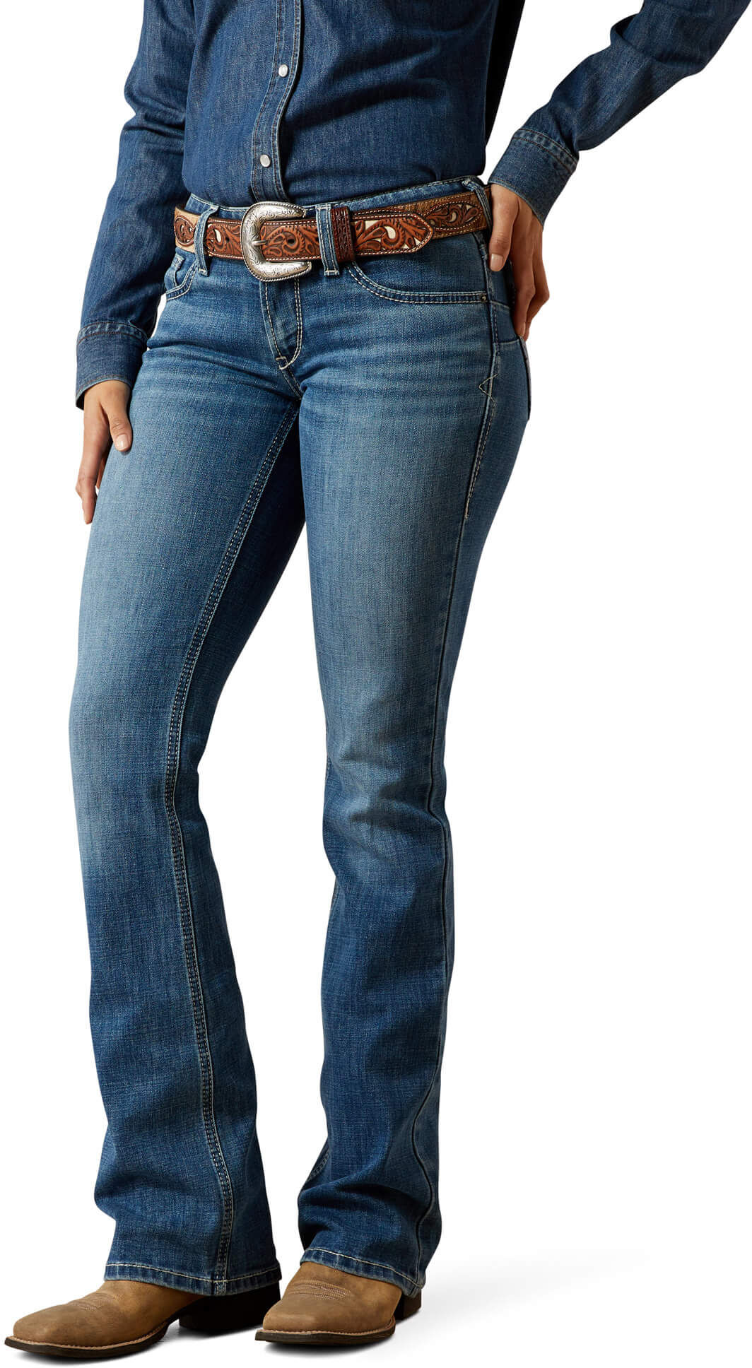 Women's Mid Rise Aisha Boot Cut Jeans in Ithica, Size: 34 Long by Ariat