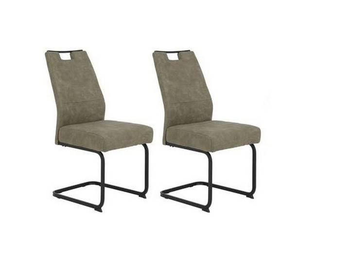 P & B Schwingstuhl-Set, Schlamm, Metall, Vintage, Rundrohr, C-Form, 49x100x61 cm, mit Griff, Esszimmer, Stühle, Esszimmerstühle, Schwingstühle