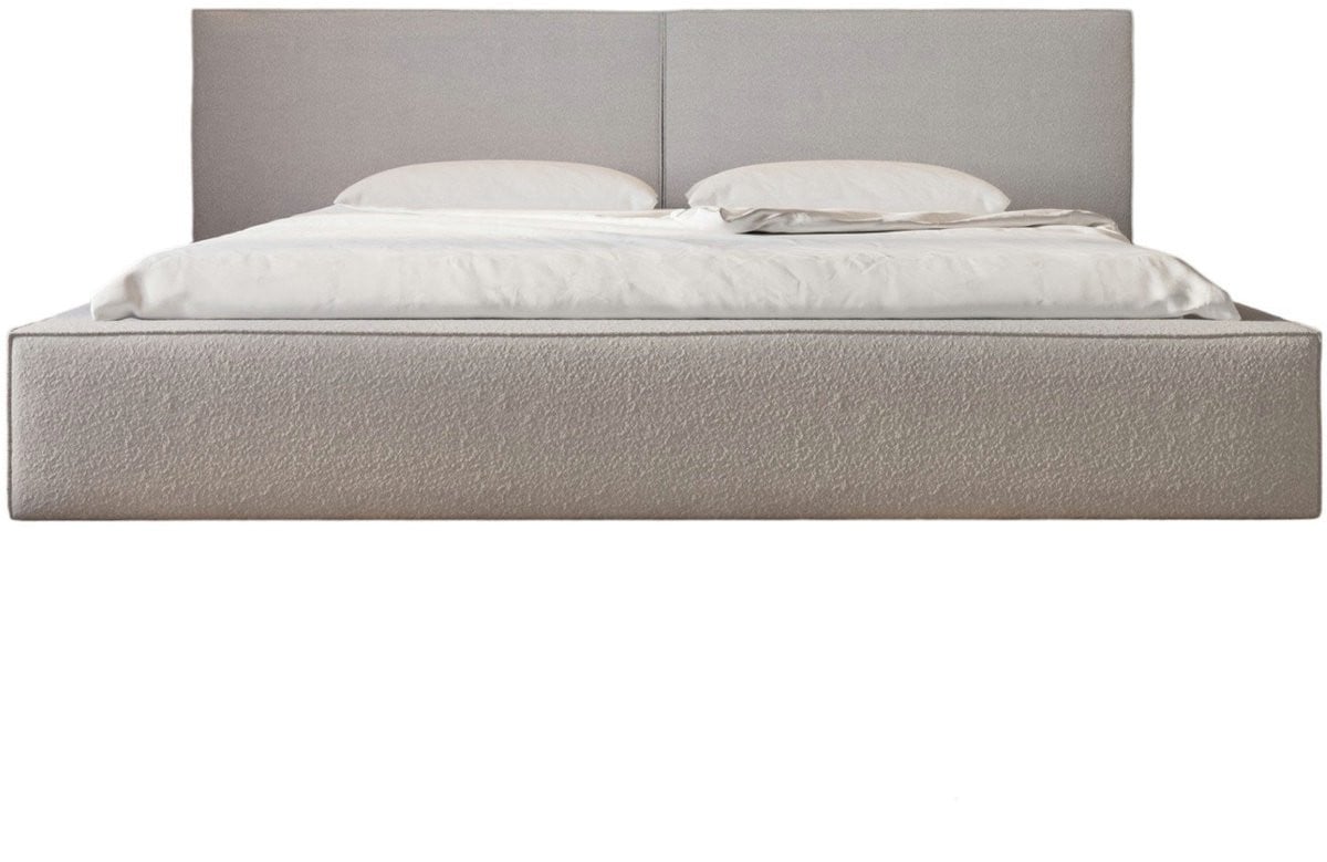 Anthology 15 Gestoffeerd tweepersoonsbed met bouclé overtrek - Lichtgrijs - 140x200 cm