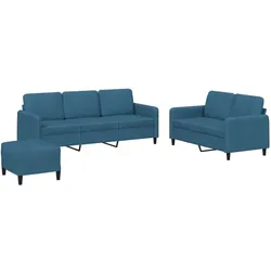 vidaXL 3-tlg. Sofagarnitur Blau Samt