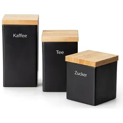 Continenta Keramik Vorratsdose, 800ml, schwarz, 10x10xH12,5cm, Vorratsbehälter, Schwarz