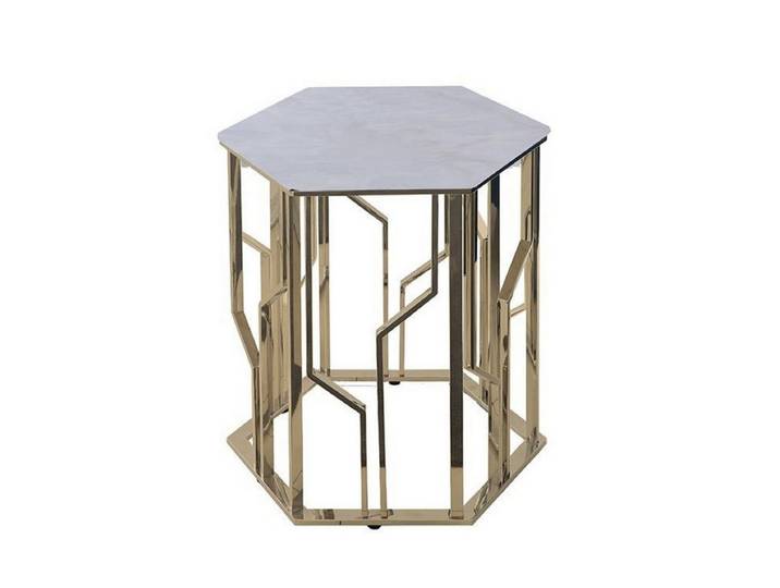 alesvelt Beistelltisch TARANTO Gold 55x55x55 cm Marmor, Marmor