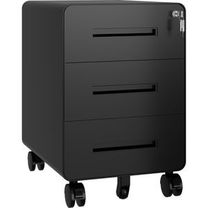 Bisley Rollcontainer EasyRoll, aus Metall, schwarz, mit 3 Schubladen, abschließbar