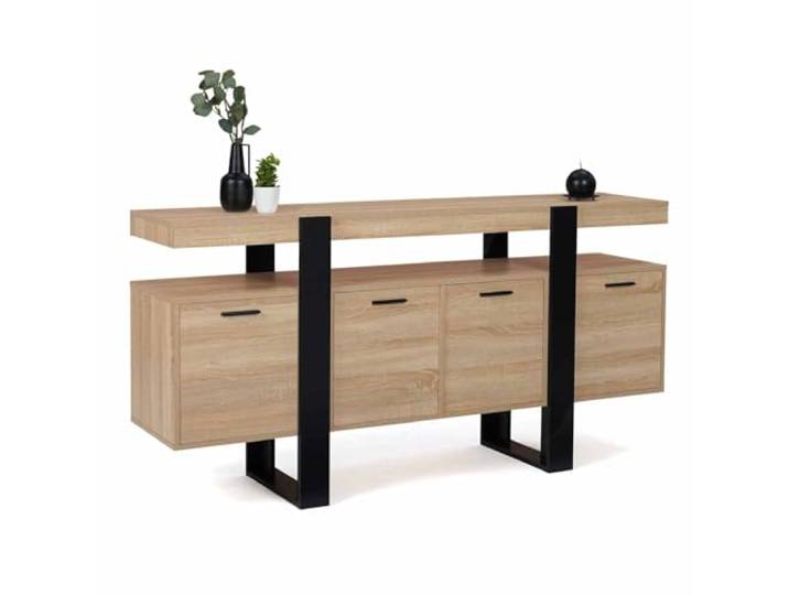 IDMarket - Lowboard 160 cm Phoenix XXL 4 Türen Holz und Schwarz