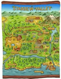 Shop Station Stardew Valley Town Map Flannel Throw Blanket Ultra Soft Gaming Blanket For Bed, Sofa & Travel 3 30x35inch