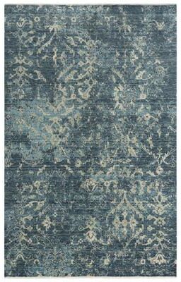 Alora Decor Intrepid Blue, Grey, and Ivory Distressed Classical Wool Rug