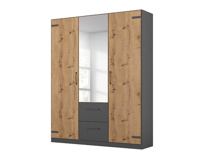 Drehtürenschrank 136cm Braun/Grau