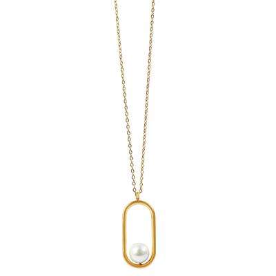 Kette ohne Anhänger ADELIA´S "Halskette aus Edelstahl mit Perle 45 cm", gold, Halsketten, Damen, 45cm, Edelstahl, Ein Geschenk, das Freude macht