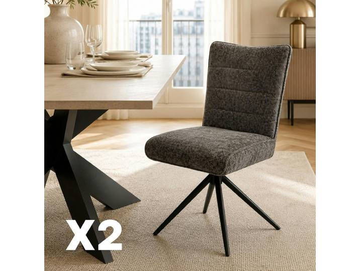 Chaise Pivotante Anthracite En Tissu Texturé (x2) Rivano