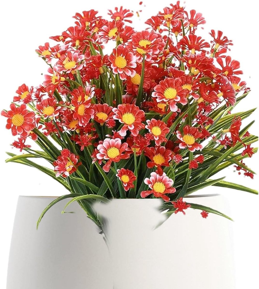 Kunstmadeliefjes Struiken Rood - UV-bestendige Kunstbloemen voor Buiten Decoratie