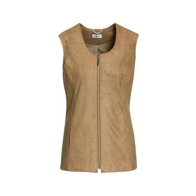 Kurzweste GOLDNER "Kurzgröße Velourslederimitat-Weste", Damen, Gr. 19, braun (camel), Obermaterial: 100% Polyester PES., Westen, Herrlich weich und trageangenehm