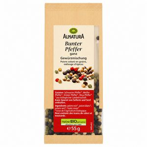 Alnatura Pfeffer ganze Körner, bunt, BIO, im Beutel, 55 g