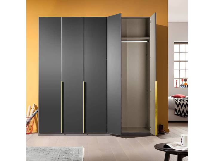 Drehtürenschrank Glam 225cm Grau Basic Gold