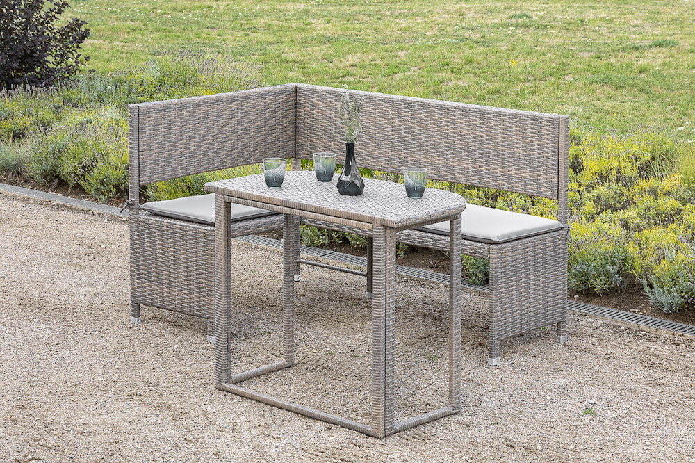 MERXXHANDELS Eckbank Set Eckb 148x100x91cm Tisch 90x50x75cm Stahl/Kunstst 16946320