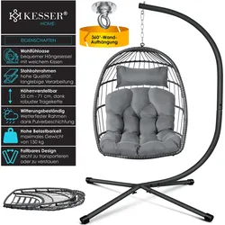 Kesser, Hängesessel, Hängesessel Jungle mit Gestell Stahl Hängekorb Sessel (150 kg)