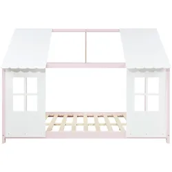 En.Casa, Kinderbett, Halboffenes Kinderbett Tostedt mit Matratze 120x200 cm Rosa/Weiss (120 x 200 cm)