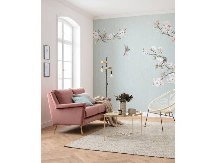 Fototapete KOMAR Digitaldruck Vlies - Apple Blossom - Größe 300 x 250 cm , blau, Rollen: 1, Vlies, Tapeten, Fototapete, Wohnzimmer, Schlafzimmer