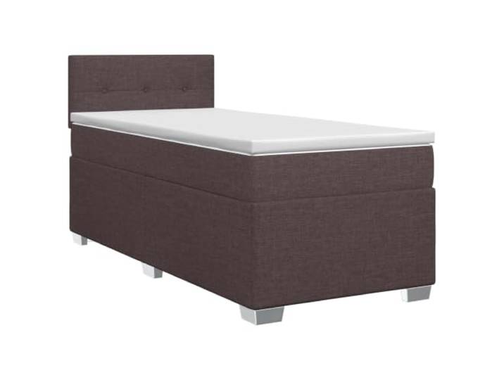 KTHLBRH Boxspringbett mit Matratze Dunkelbraun 90 x 190 cm Kopfteil verstellbar 78-88 cm, Taschenfedern, mittlerer Härtegrad, fester Lattenrost, Polyesterbezug, Abdeckungen
