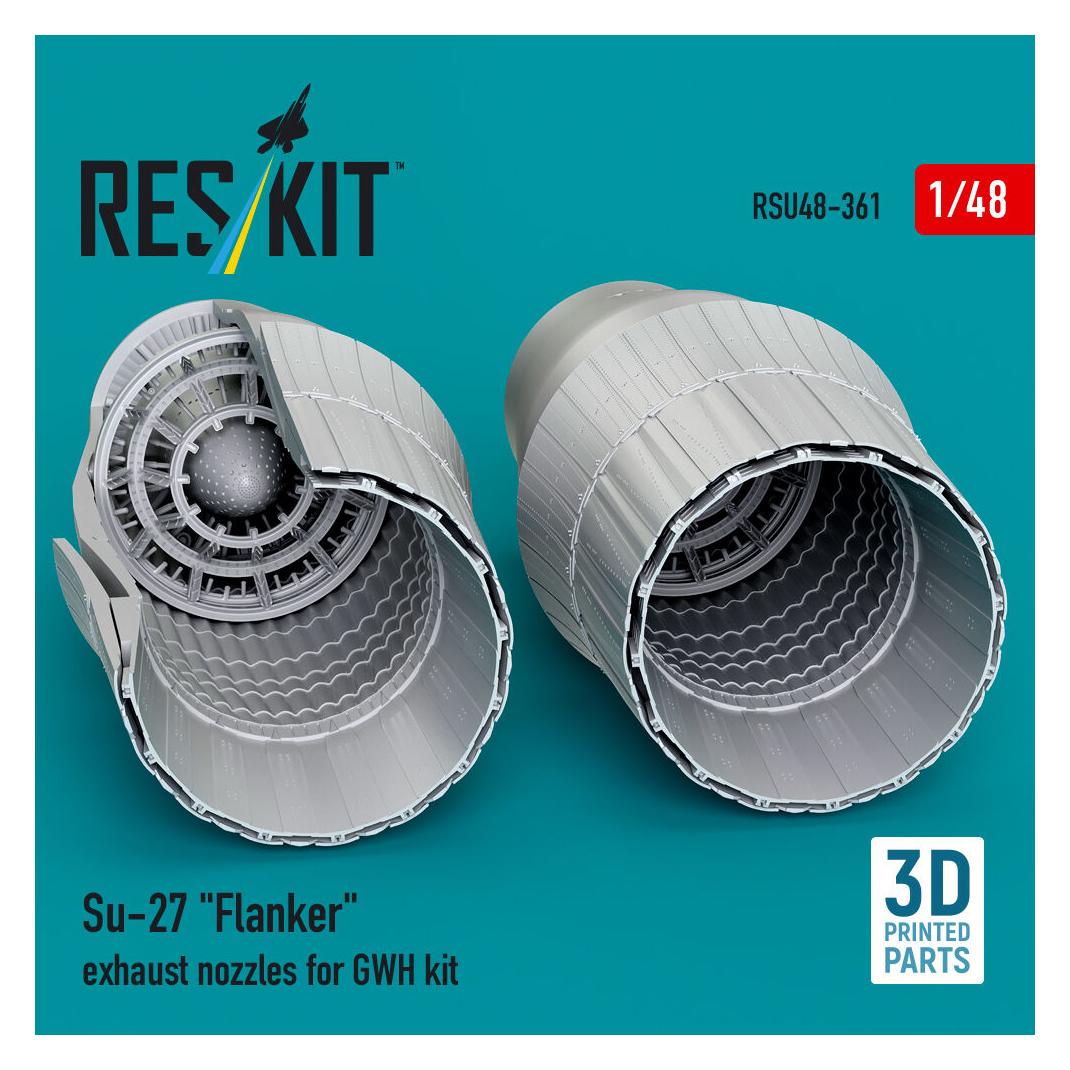 ResKit Su-27 Flanker exhaust nozzles for GWH kit (3D Printed) (RSU48-0361)